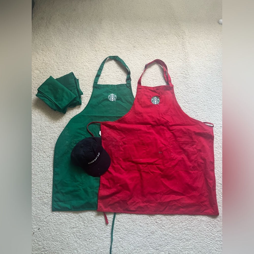 starbucks aprons & hat